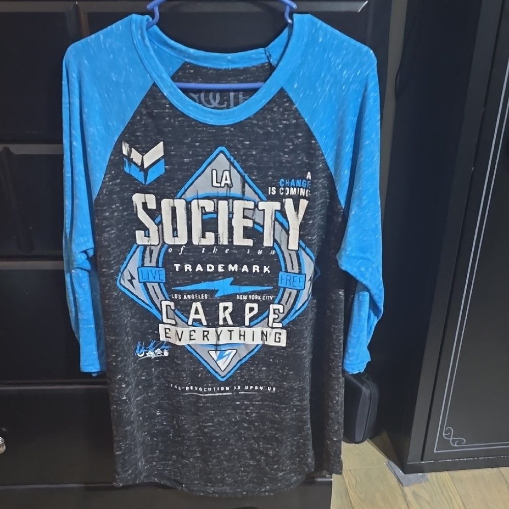 Society Blue and Black Graphic Tee Size Xlarge Never Been Worn